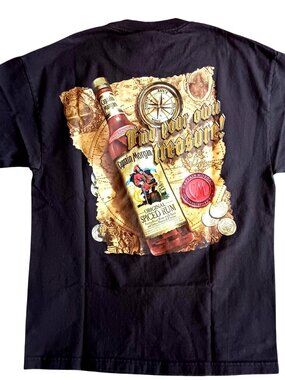 Large True Vintage T-shirt Captain Morgan Treasure Map Coins Spiced Rum 1990's